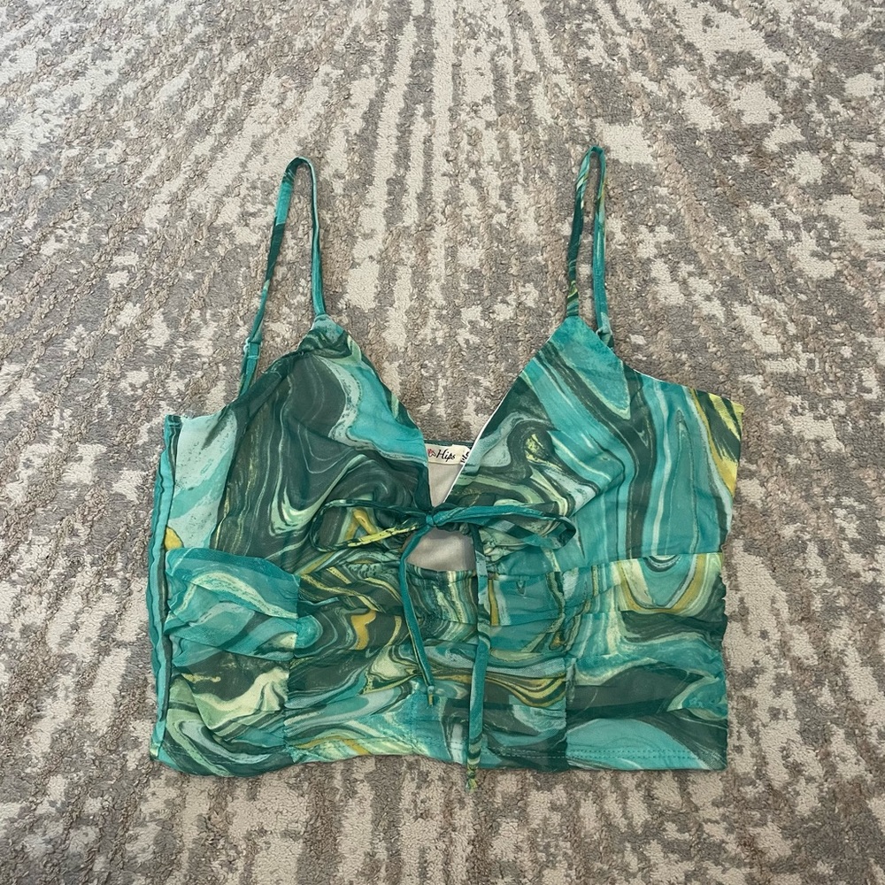 Green patterned tank top